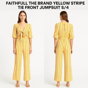 Faithfull the Brand Striped Jumpsuit Yellow White Size S / US 4
